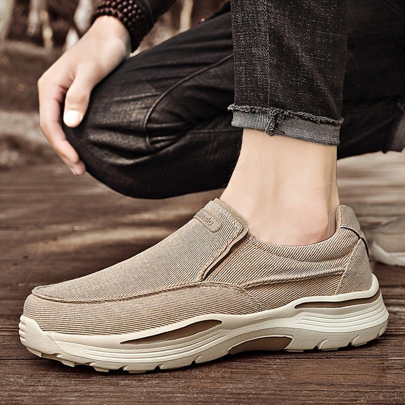 Men's Breathable Canvas Slip-On Loafers | Casual Comfort Sneakers with Cushioned EVA Sole & Mesh Inner for All-Day Wear