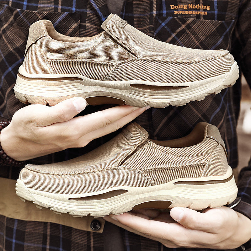 Men's Breathable Canvas Slip-On Loafers | Casual Comfort Sneakers with Cushioned EVA Sole & Mesh Inner for All-Day Wear
