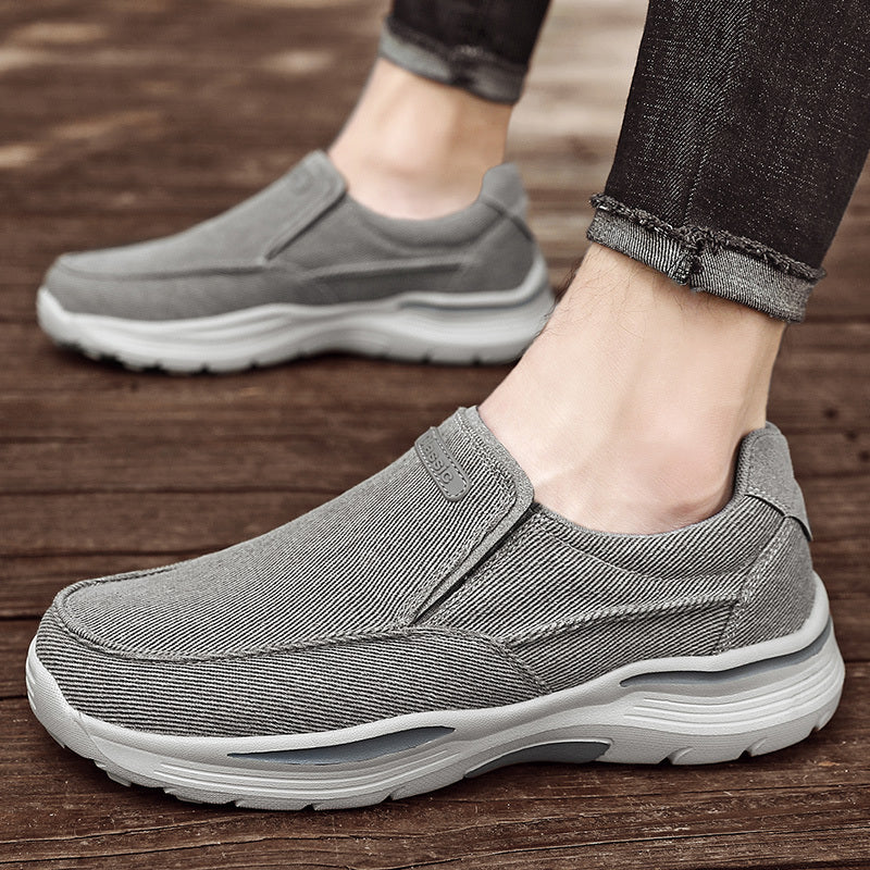 Men's Breathable Canvas Slip-On Loafers | Casual Comfort Sneakers with Cushioned EVA Sole & Mesh Inner for All-Day Wear