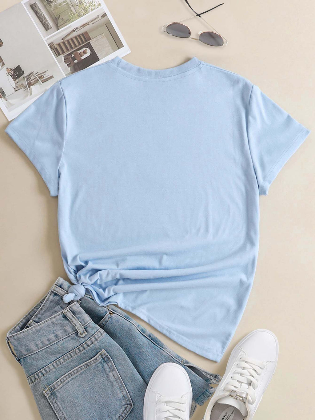 Plus Size Casual T-shirt, Women's Plus Love Heart Graphic T-shirts