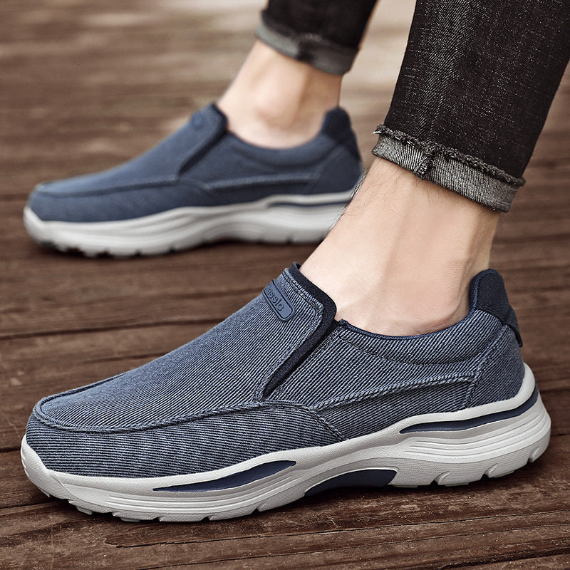 Men's Breathable Canvas Slip-On Loafers | Casual Comfort Sneakers with Cushioned EVA Sole & Mesh Inner for All-Day Wear