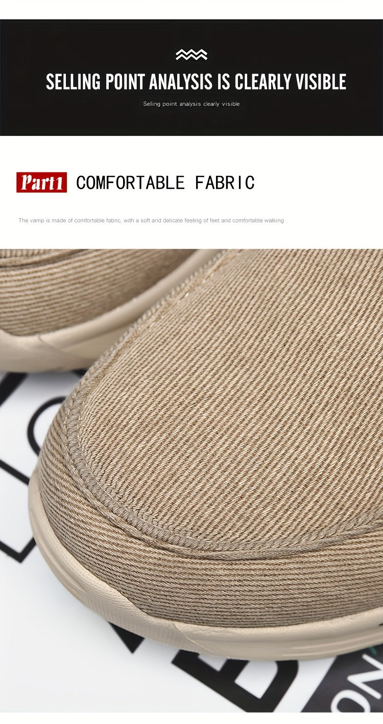 Men's Breathable Canvas Slip-On Loafers | Casual Comfort Sneakers with Cushioned EVA Sole & Mesh Inner for All-Day Wear