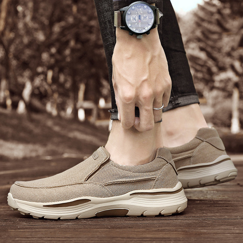 Men's Breathable Canvas Slip-On Loafers | Casual Comfort Sneakers with Cushioned EVA Sole & Mesh Inner for All-Day Wear
