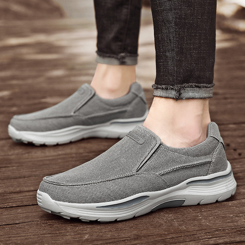 Men's Breathable Canvas Slip-On Loafers | Casual Comfort Sneakers with Cushioned EVA Sole & Mesh Inner for All-Day Wear
