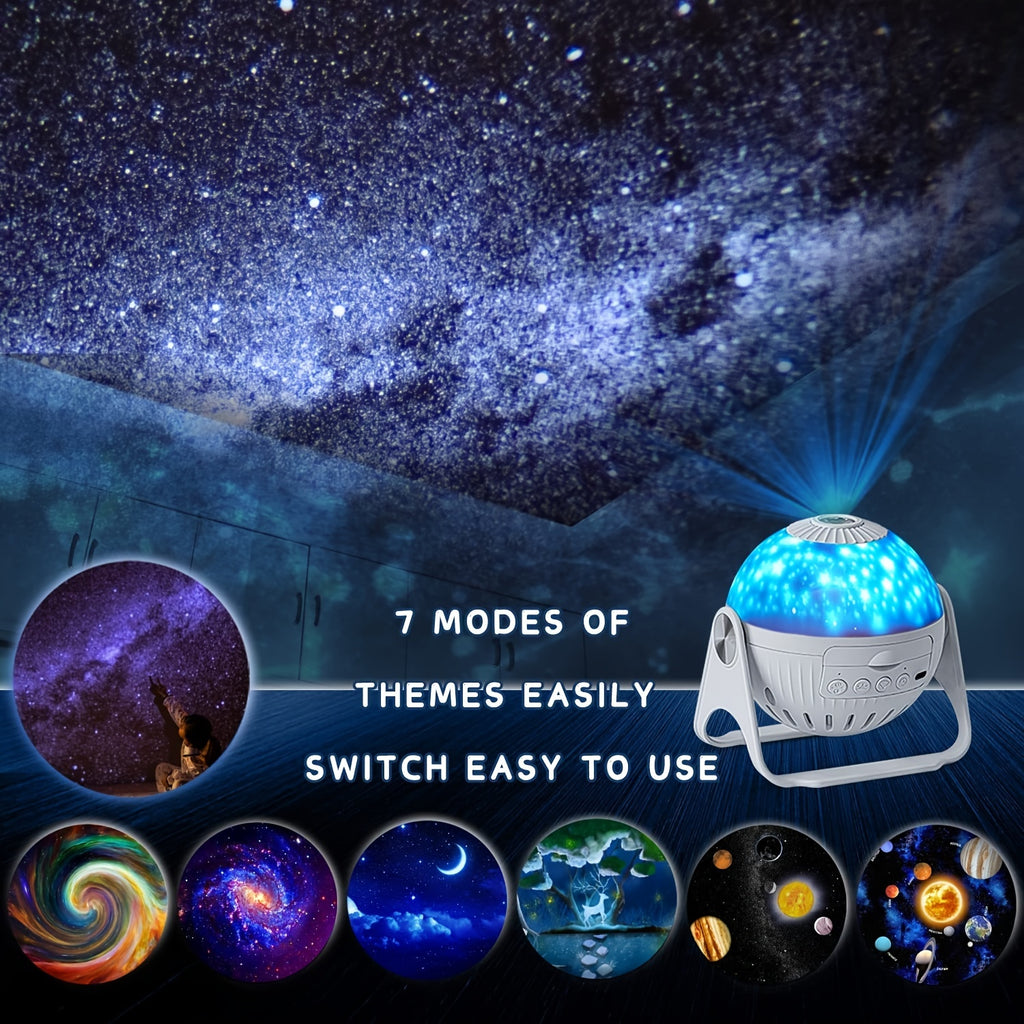 1pc Planetarium Projector, Galaxy Projector, 7 In 1 Rotating Nebula Moon Star Projector, Bedroom Projection Lamp, Decorative Night Light
