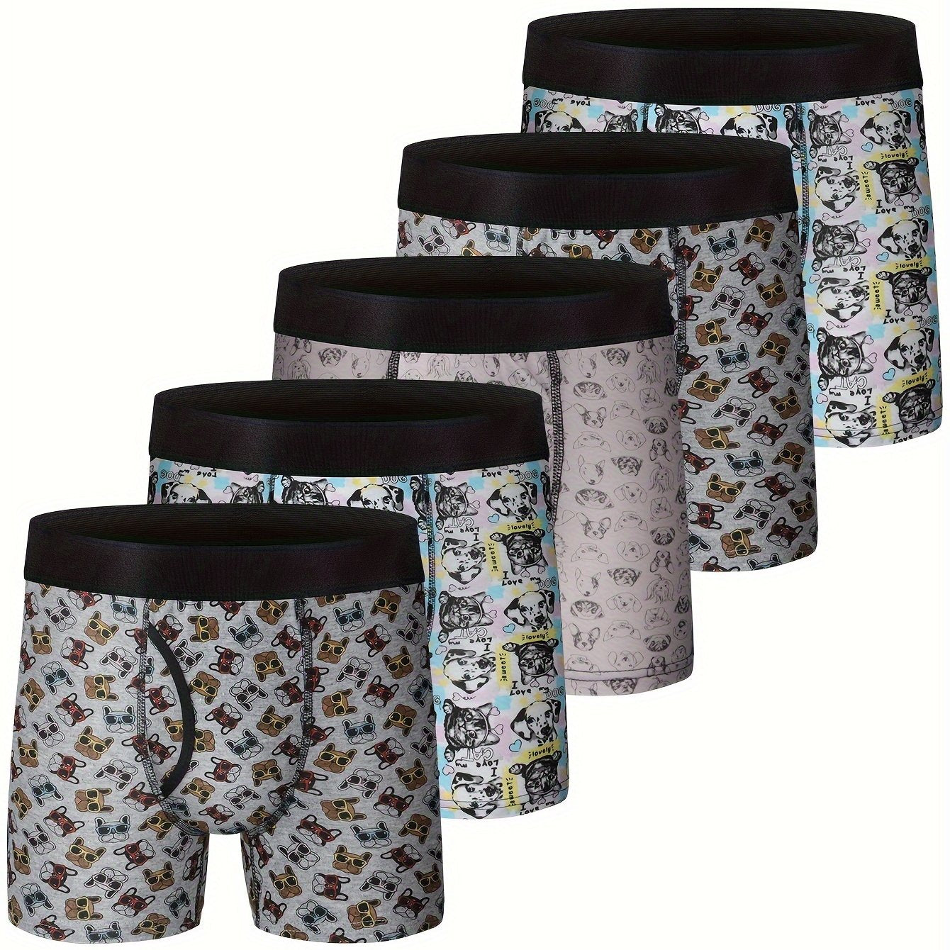 5-Piece Boys Ultra-Soft Cotton Boxer Brief Set - Moisture-Wicking, Vibrant Cartoon Prints, Athletic Sport Performance