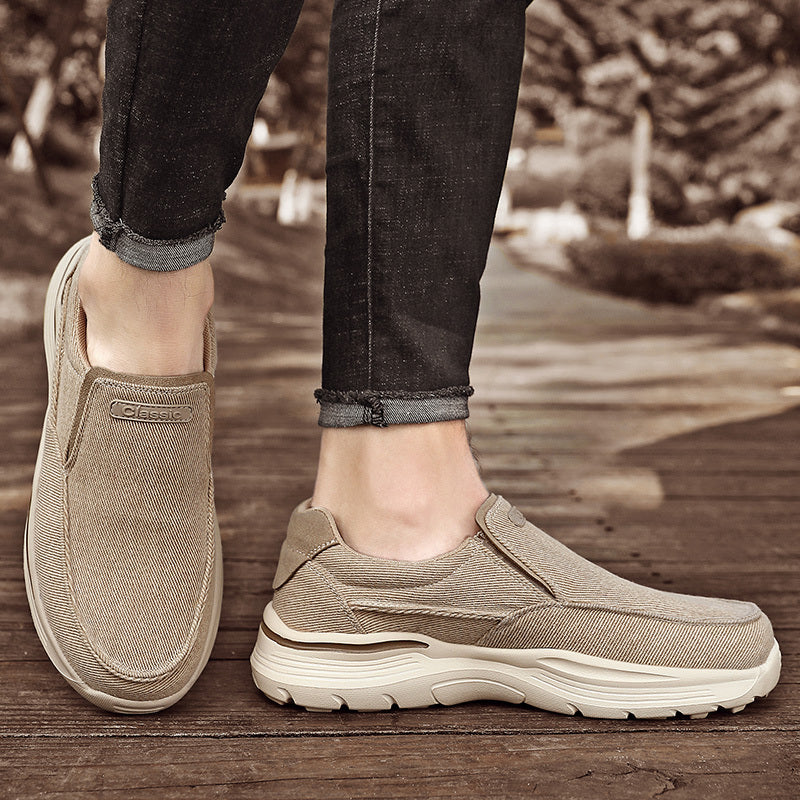 Men's Breathable Canvas Slip-On Loafers | Casual Comfort Sneakers with Cushioned EVA Sole & Mesh Inner for All-Day Wear