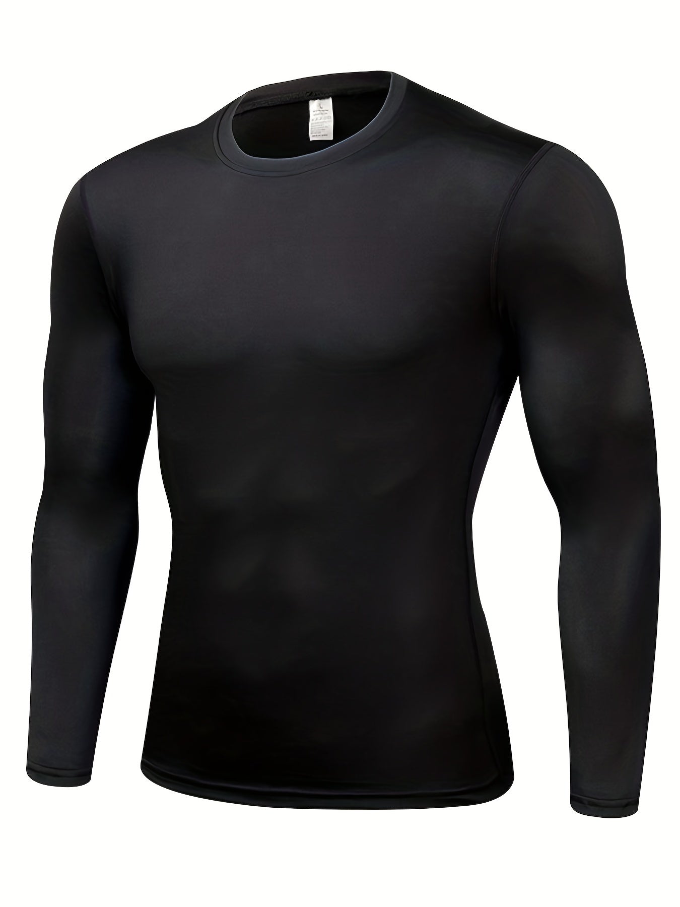 5pcs Men'S Black Compression Long Sleeve T-Shirts - High Stretch, Moisture-Wicking, Skin-Fitting Athletic Wear for Workout & Fitness, All-Season Clothing | Skin Tight Fit | Moisturewicking Fabric, Sweat-Resistant