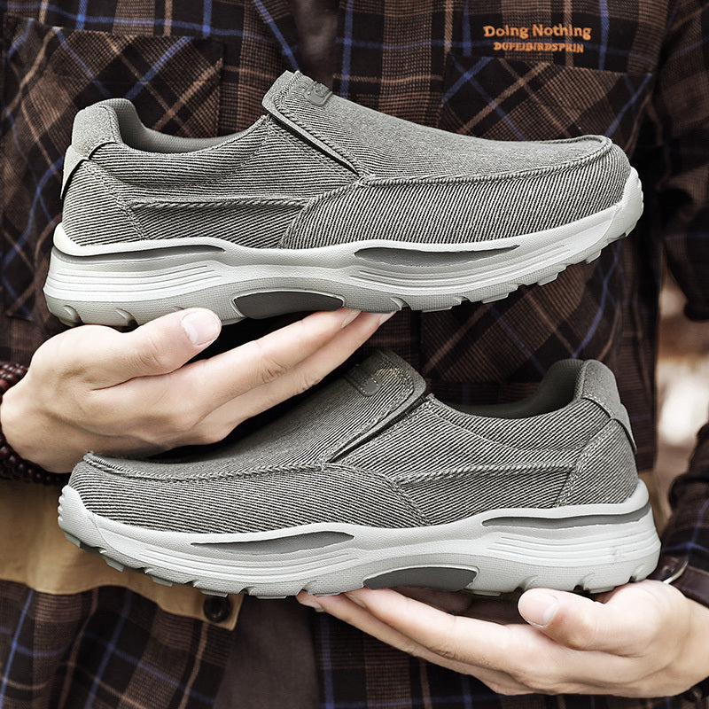 Men's Breathable Canvas Slip-On Loafers | Casual Comfort Sneakers with Cushioned EVA Sole & Mesh Inner for All-Day Wear