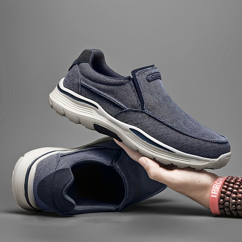 Men's Breathable Canvas Slip-On Loafers | Casual Comfort Sneakers with Cushioned EVA Sole & Mesh Inner for All-Day Wear
