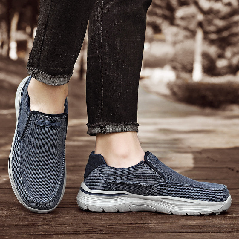 Men's Breathable Canvas Slip-On Loafers | Casual Comfort Sneakers with Cushioned EVA Sole & Mesh Inner for All-Day Wear