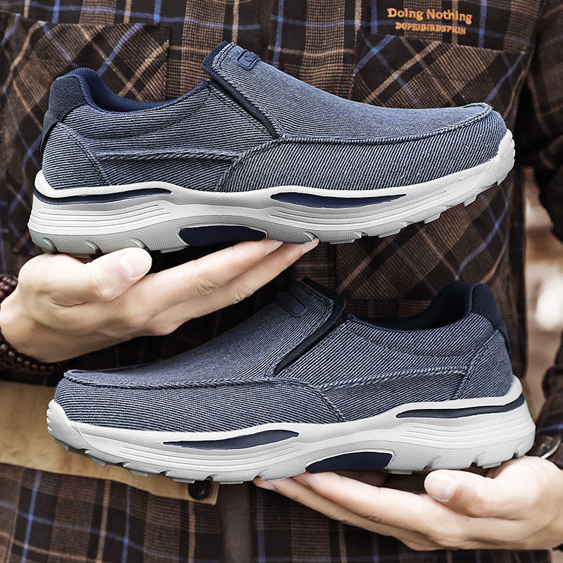 Men's Breathable Canvas Slip-On Loafers | Casual Comfort Sneakers with Cushioned EVA Sole & Mesh Inner for All-Day Wear