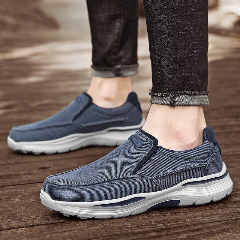 Men's Breathable Canvas Slip-On Loafers | Casual Comfort Sneakers with Cushioned EVA Sole & Mesh Inner for All-Day Wear