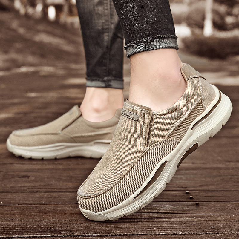 Men's Breathable Canvas Slip-On Loafers | Casual Comfort Sneakers with Cushioned EVA Sole & Mesh Inner for All-Day Wear