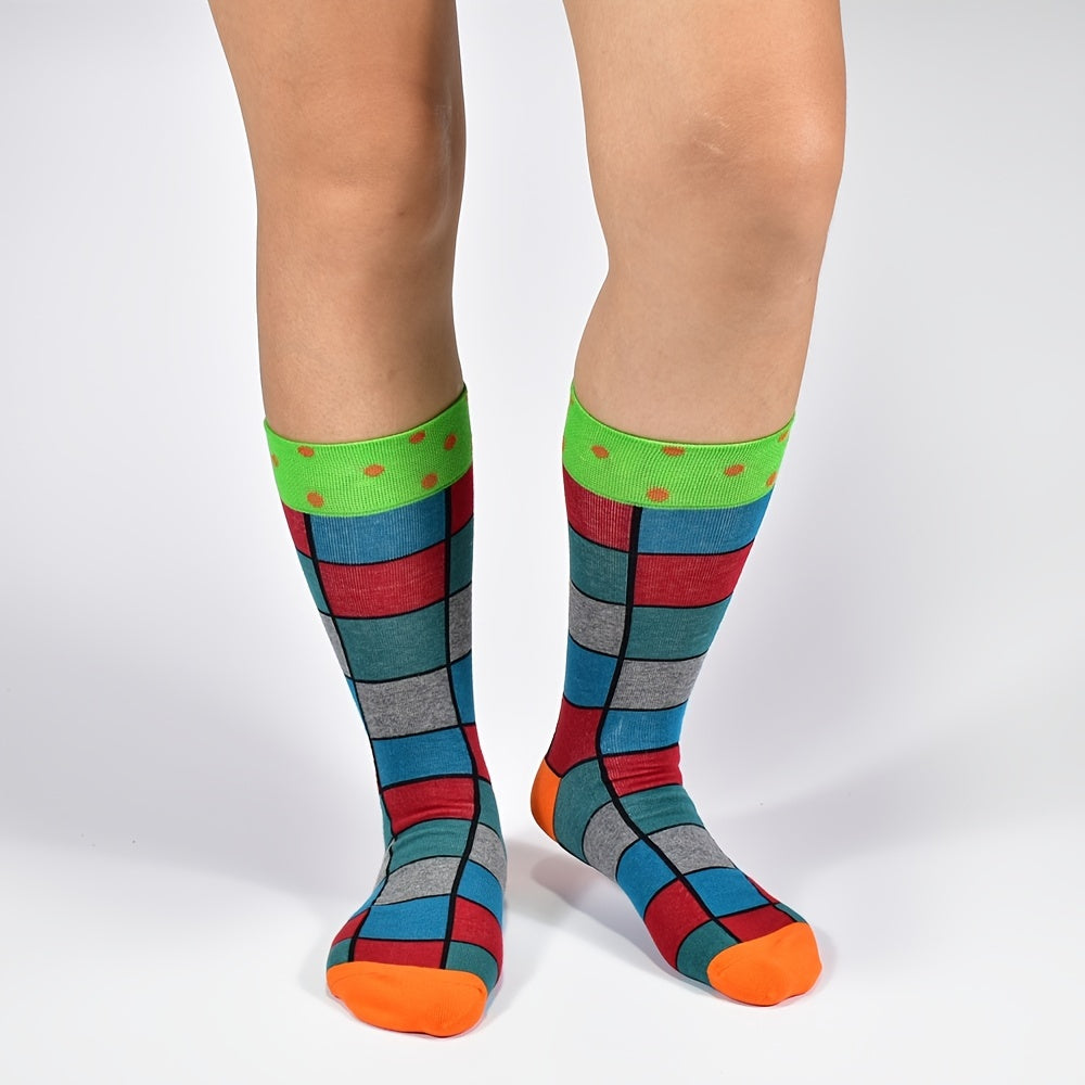 5Pairs Unisex Cotton Blend Novelty Socks - Fun, Colorful Patterns for Couples - Soft, Breathable, Everyday Fashion
