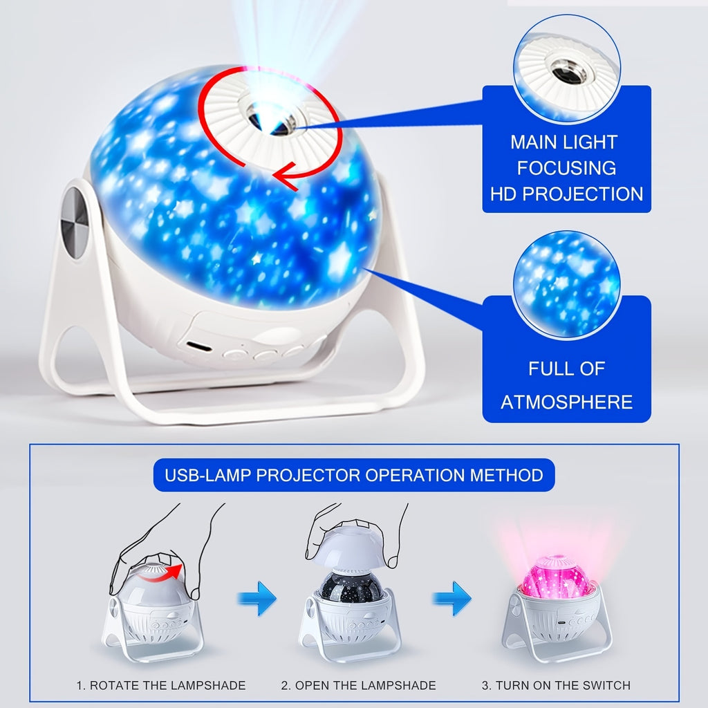 1pc Planetarium Projector, Galaxy Projector, 7 In 1 Rotating Nebula Moon Star Projector, Bedroom Projection Lamp, Decorative Night Light