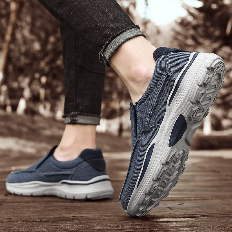 Men's Breathable Canvas Slip-On Loafers | Casual Comfort Sneakers with Cushioned EVA Sole & Mesh Inner for All-Day Wear