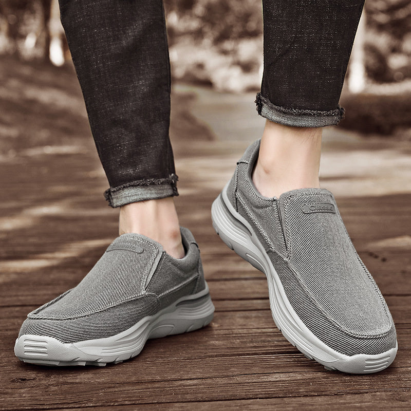 Men's Breathable Canvas Slip-On Loafers | Casual Comfort Sneakers with Cushioned EVA Sole & Mesh Inner for All-Day Wear