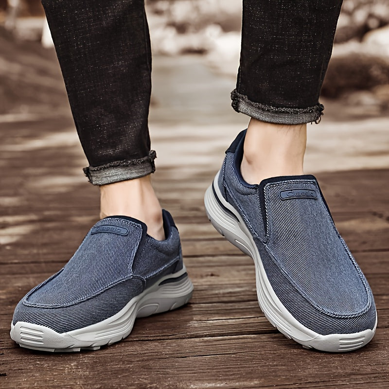Men's Breathable Canvas Slip-On Loafers | Casual Comfort Sneakers with Cushioned EVA Sole & Mesh Inner for All-Day Wear