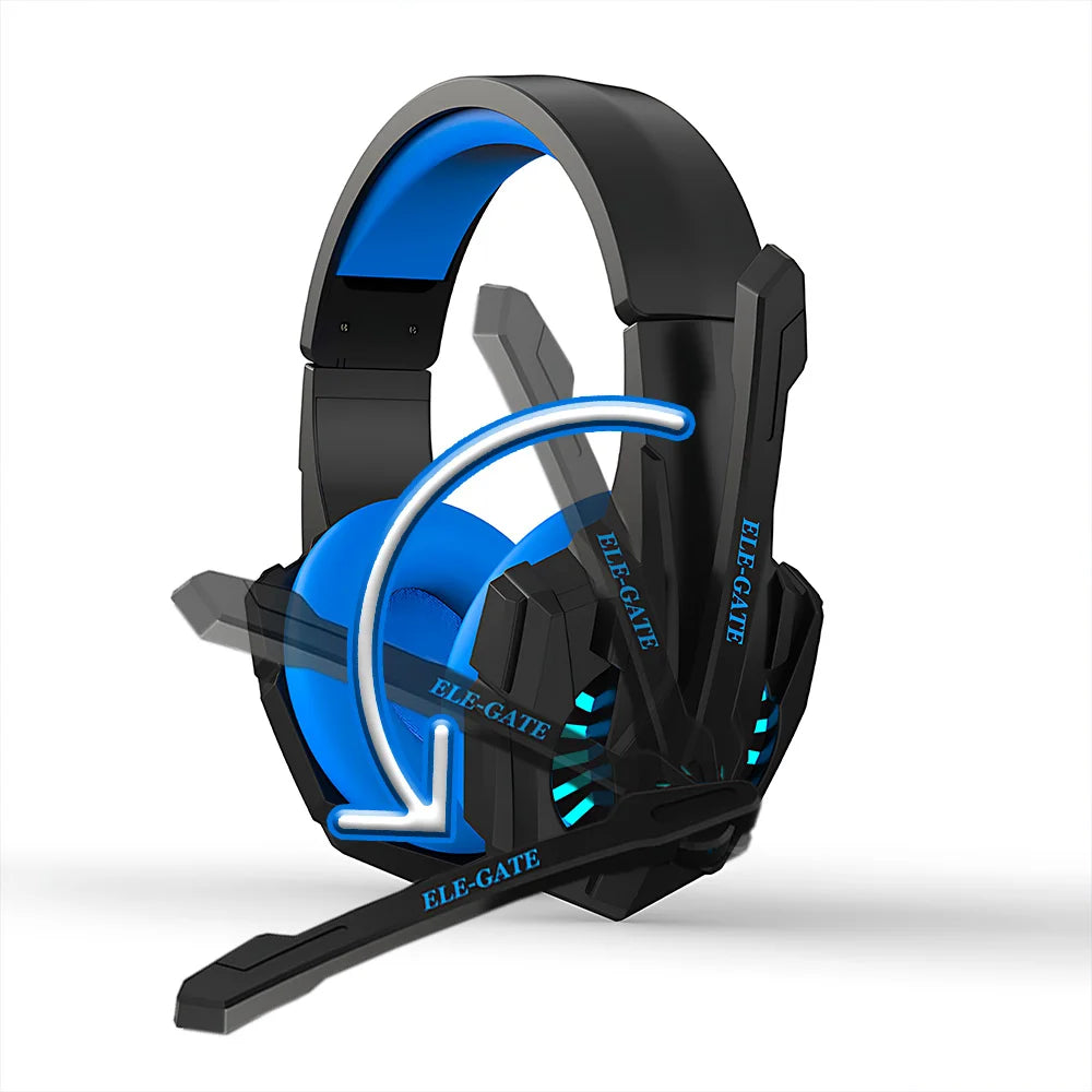 Gamer LED Headband Over-Ear Headphones with Microphone Noise Cancelling Video Games Sports Accessories
