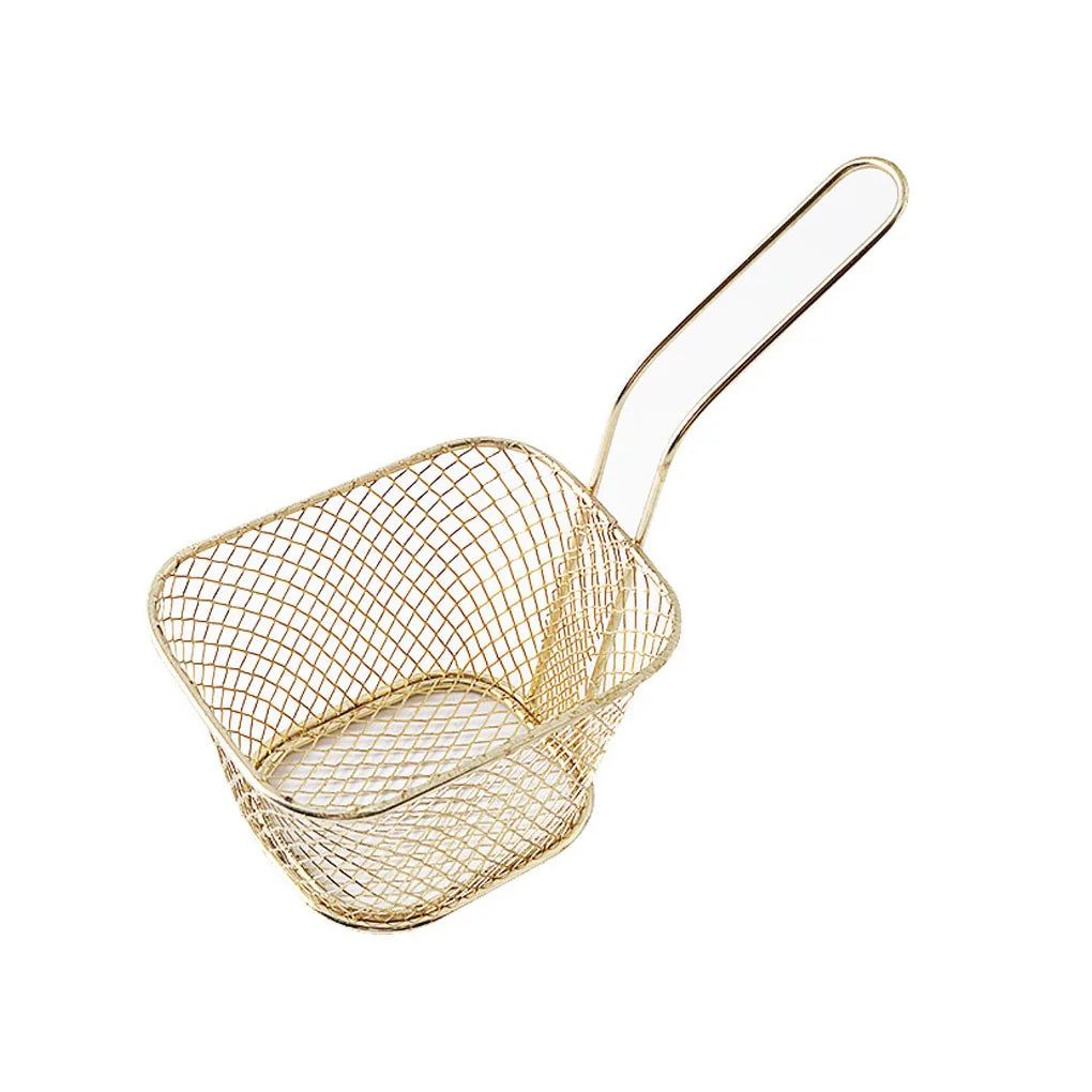 10PCS French Fries Basket Portable Stainless Steel Chips Mini Frying Basket Strainer Fryer Kitchen Cooking Chef Basket Colander