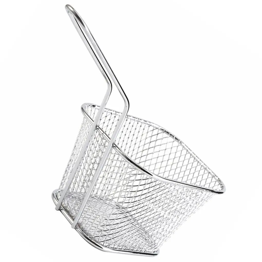 10PCS French Fries Basket Portable Stainless Steel Chips Mini Frying Basket Strainer Fryer Kitchen Cooking Chef Basket Colander