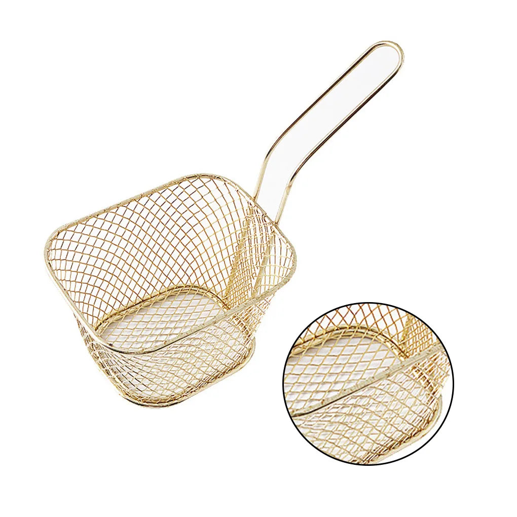 10PCS French Fries Basket Portable Stainless Steel Chips Mini Frying Basket Strainer Fryer Kitchen Cooking Chef Basket Colander