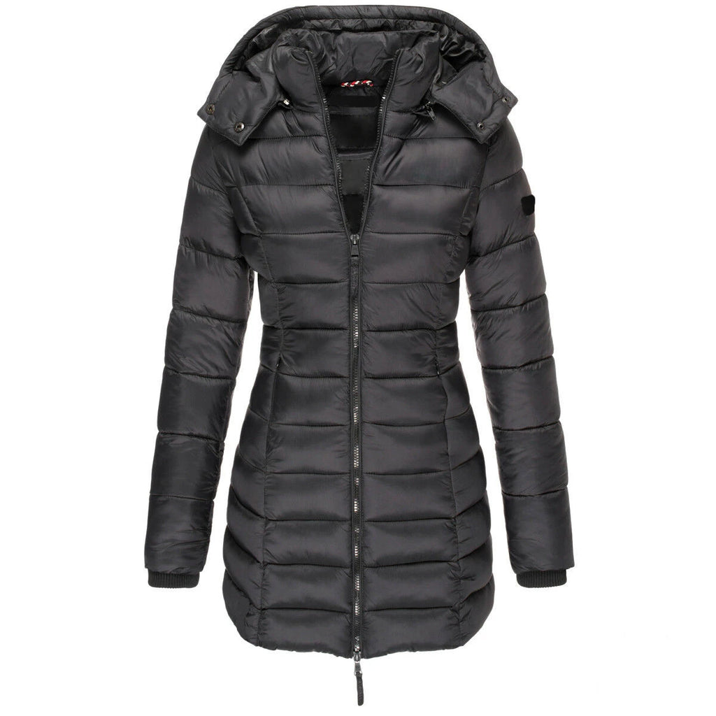Winter Jackets for Women Zipper Hooded Cotton Padded Jackets Long Sleeve Warm Coat Slim Parka Female Portable Outwear