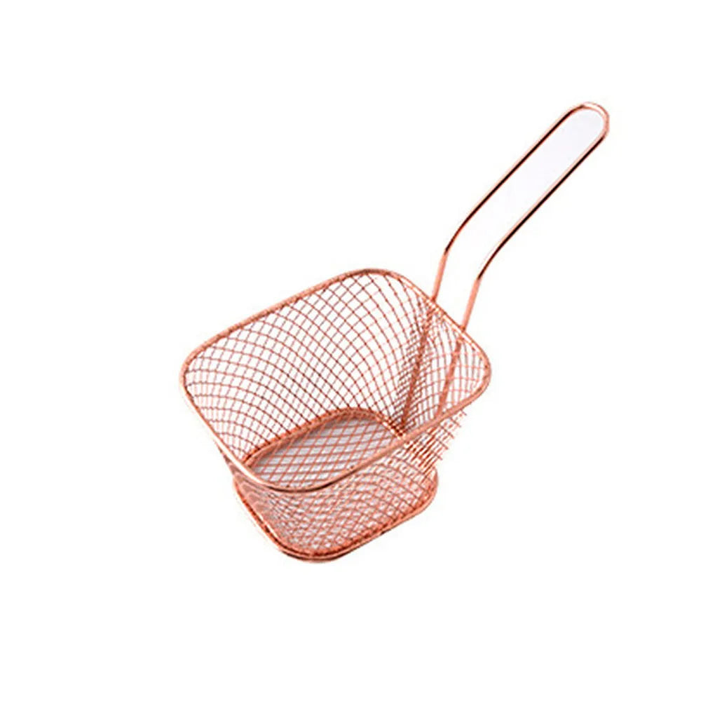 10PCS French Fries Basket Portable Stainless Steel Chips Mini Frying Basket Strainer Fryer Kitchen Cooking Chef Basket Colander