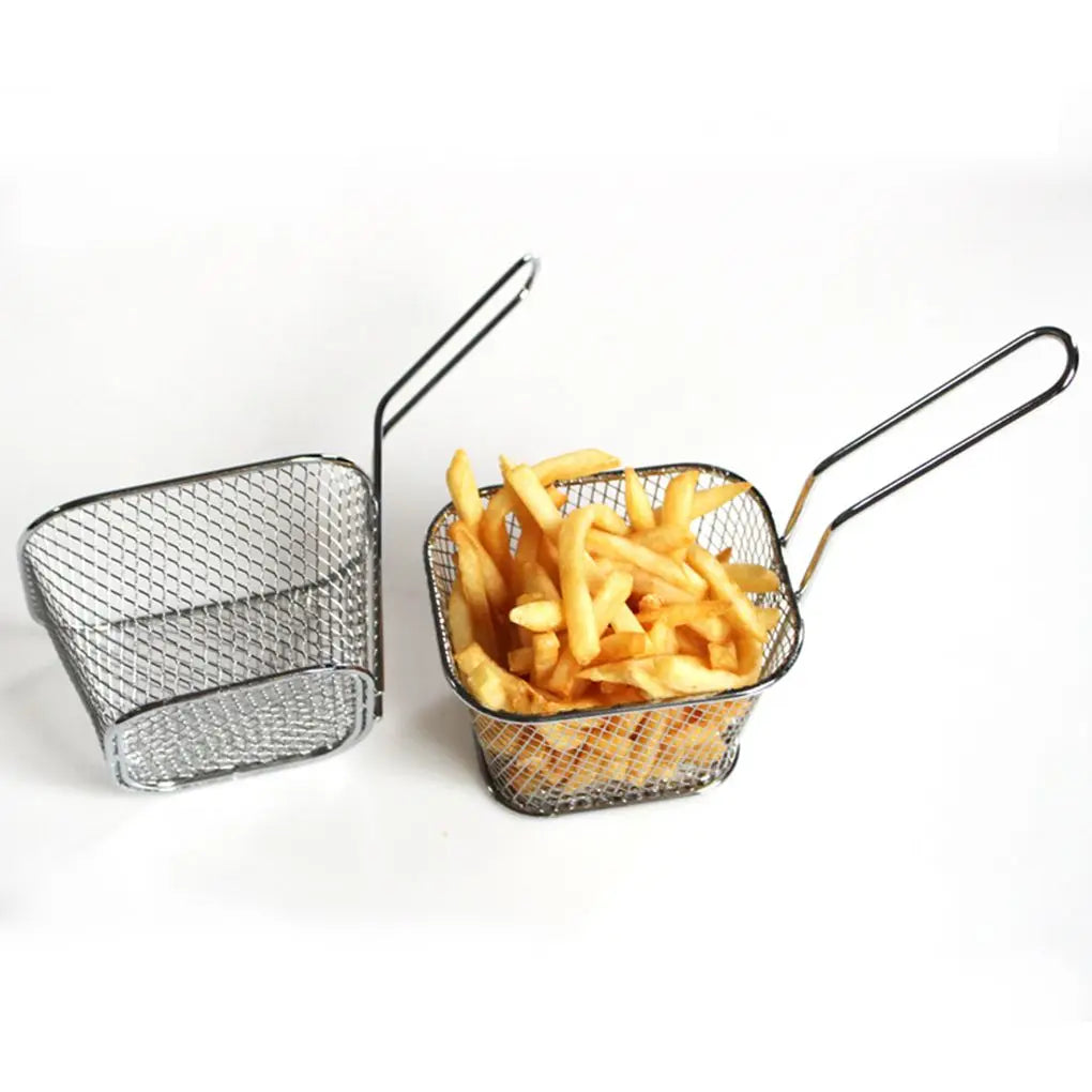10PCS French Fries Basket Portable Stainless Steel Chips Mini Frying Basket Strainer Fryer Kitchen Cooking Chef Basket Colander