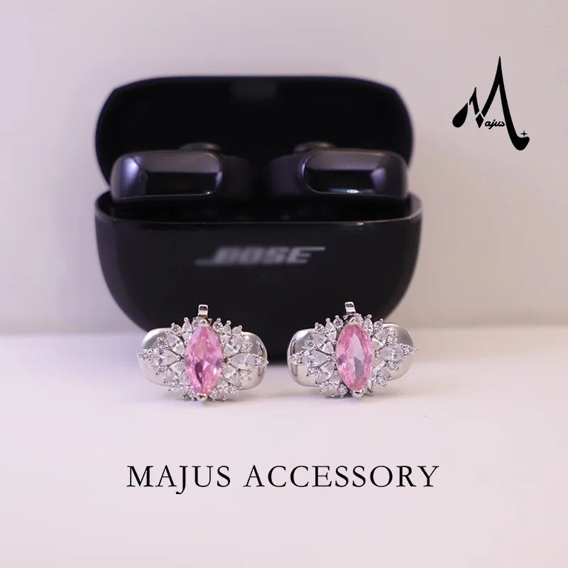 High Quality Earphone Jewelry for Bose (No Earphone) Pink 5A Cubic Zirconia Sparkling Earring Headphones for Women