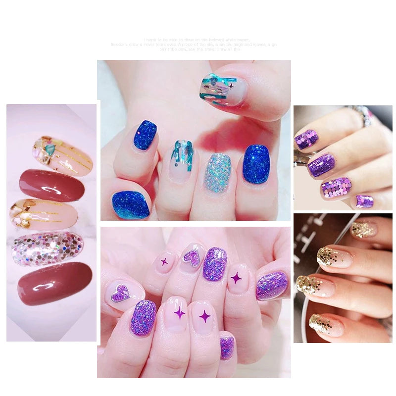 48pcs Nail Art Rhinestones Beads Sequins Set Mixed Design Glitter Tips Decoration Tools Gel Nail Stickers Case for Beauty Salon