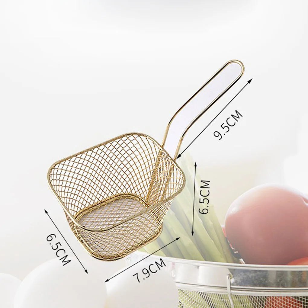 10PCS French Fries Basket Portable Stainless Steel Chips Mini Frying Basket Strainer Fryer Kitchen Cooking Chef Basket Colander