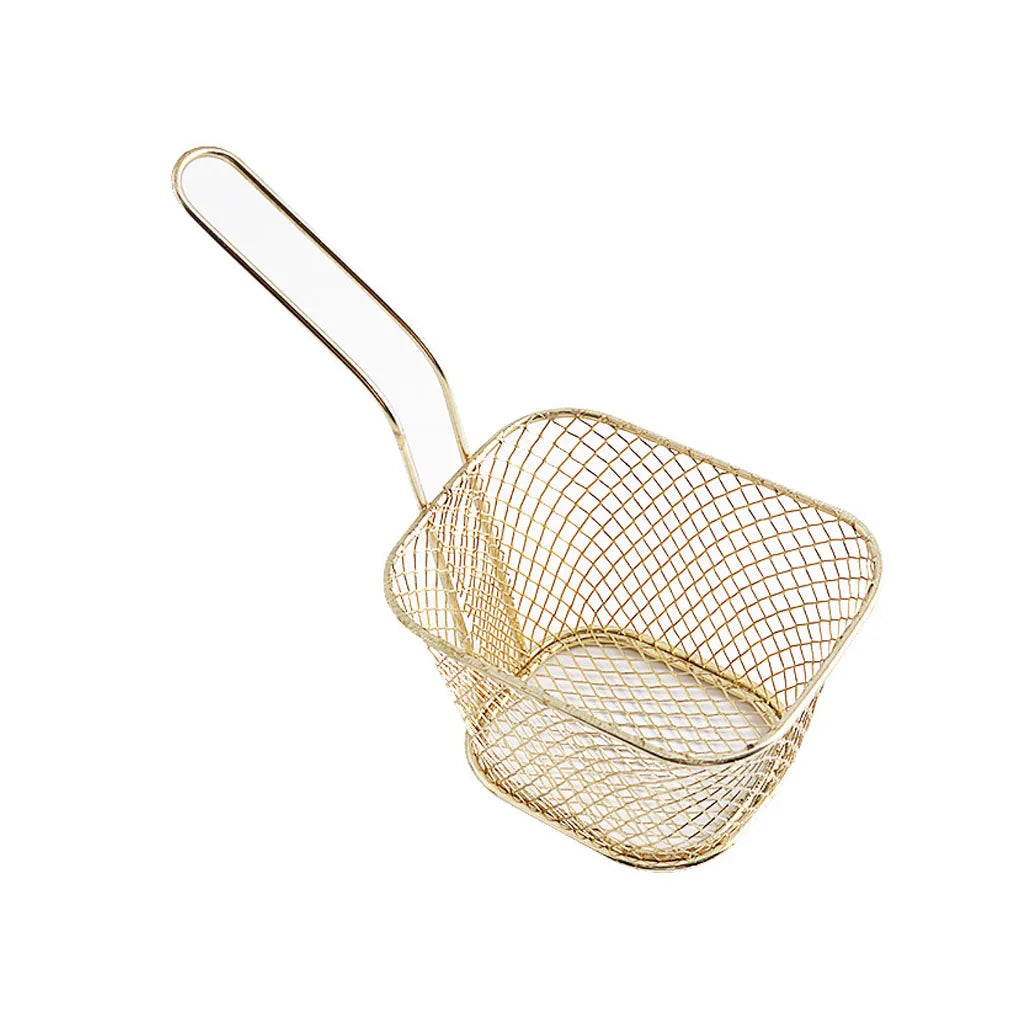 10PCS French Fries Basket Portable Stainless Steel Chips Mini Frying Basket Strainer Fryer Kitchen Cooking Chef Basket Colander