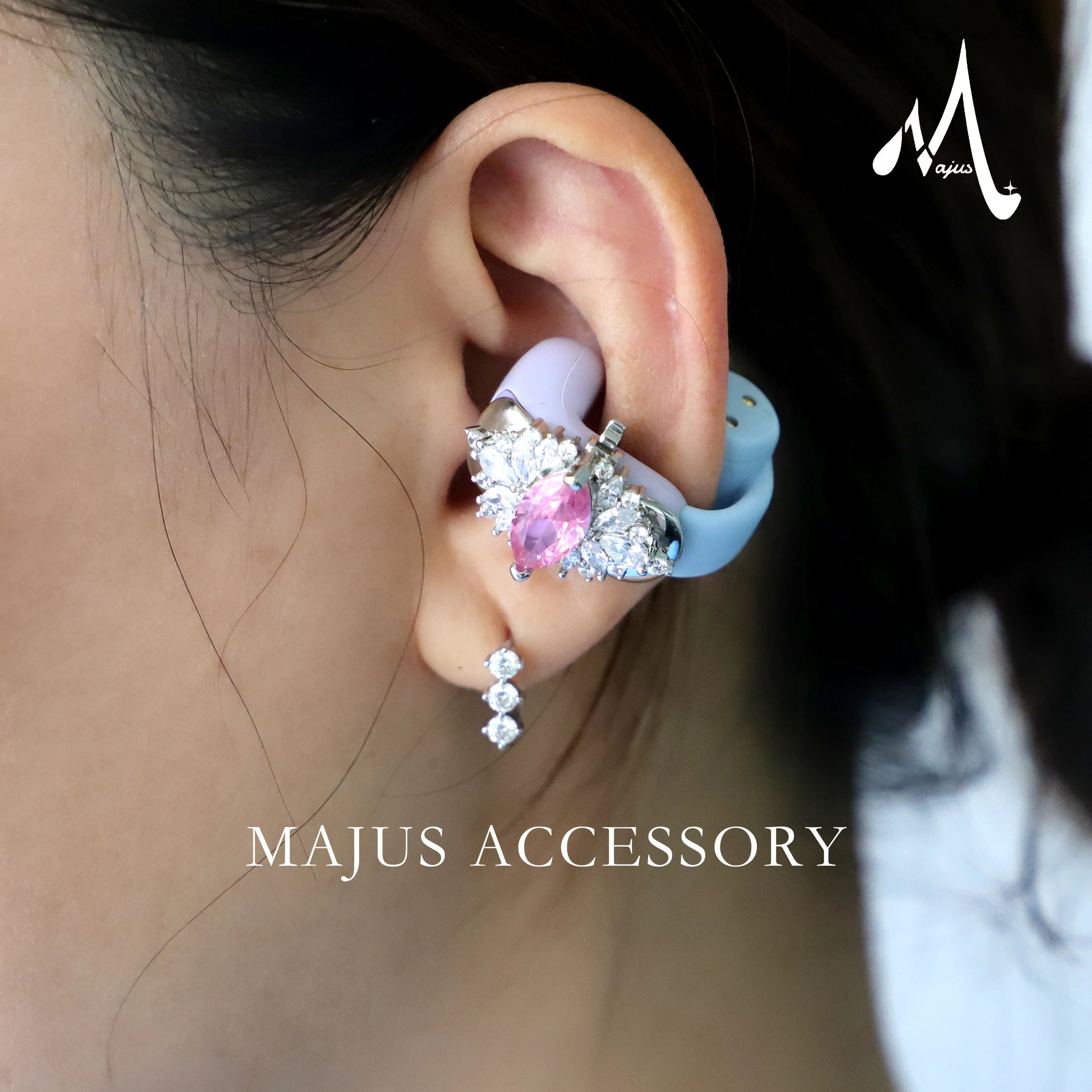 High Quality Earphone Jewelry for Bose (No Earphone) Pink 5A Cubic Zirconia Sparkling Earring Headphones for Women