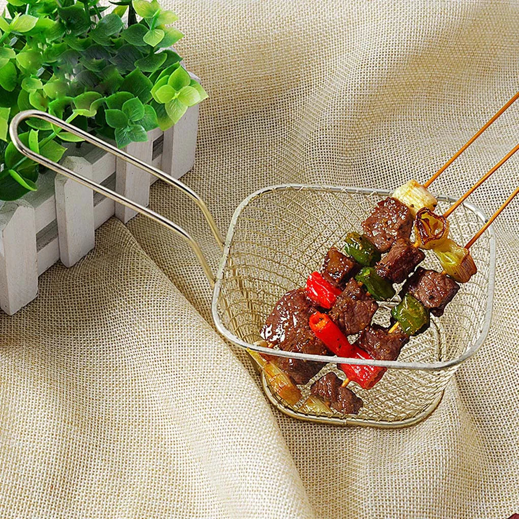 10PCS French Fries Basket Portable Stainless Steel Chips Mini Frying Basket Strainer Fryer Kitchen Cooking Chef Basket Colander