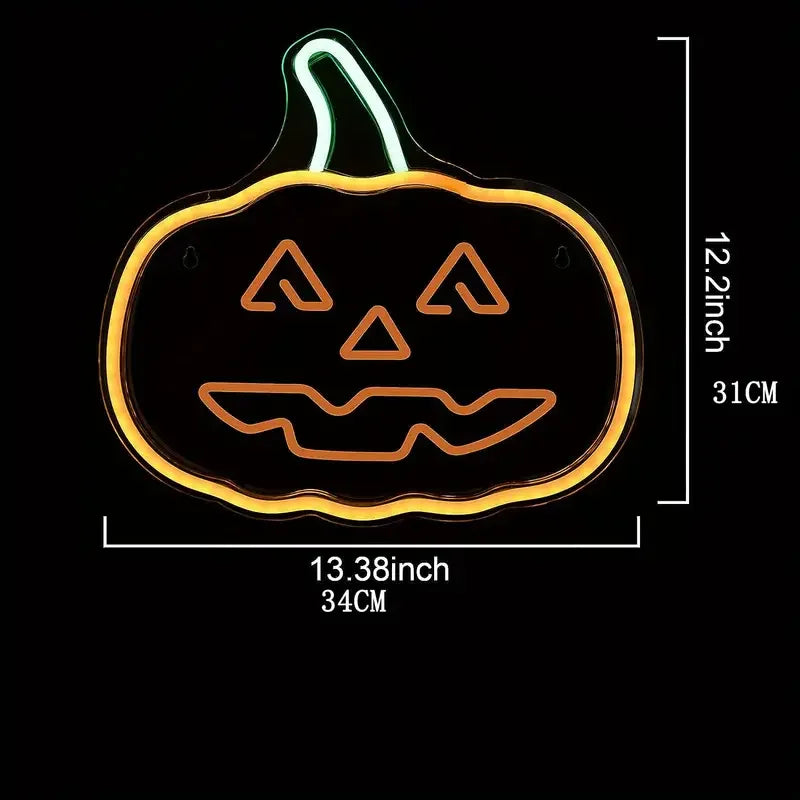 Halloween Neon Lights Decor LED Lighted Pumpkin Neon Signs Plastic Body Halloween Acrylic Decorations