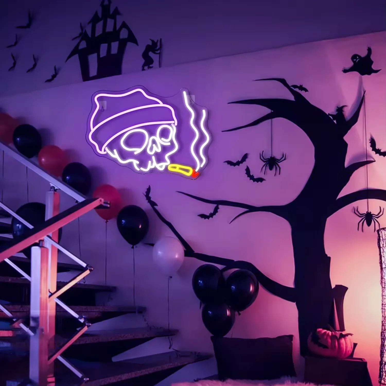 Skull Neon Sign Halloween LED Sign for Wall Decor Party Neon Sign Halloween Day Gift Home Wall Party Light Halloween Decor