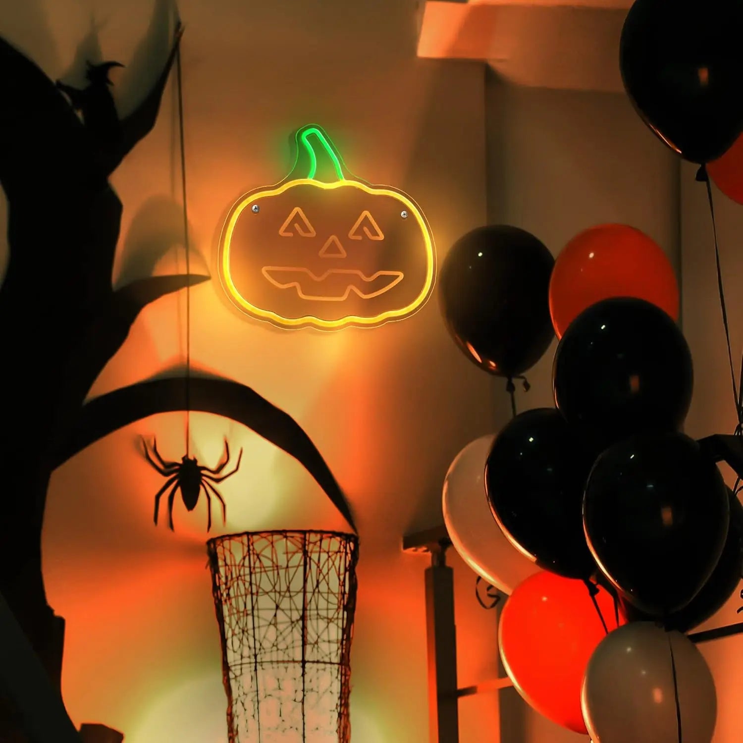 Halloween Neon Lights Decor LED Lighted Pumpkin Neon Signs Plastic Body Halloween Acrylic Decorations