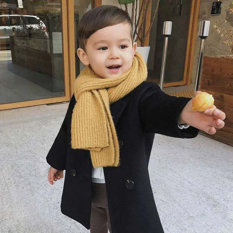Winter Grid Jackets Boys girls Woolen Double-breasted Baby Boy Trench Coat Lapel Kids Outerwear Coats Wool Coat Winter Overcoat