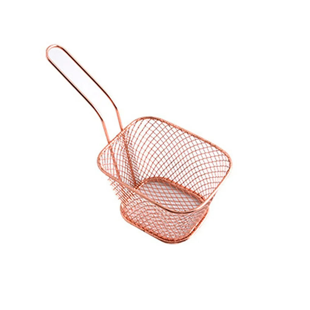 10PCS French Fries Basket Portable Stainless Steel Chips Mini Frying Basket Strainer Fryer Kitchen Cooking Chef Basket Colander