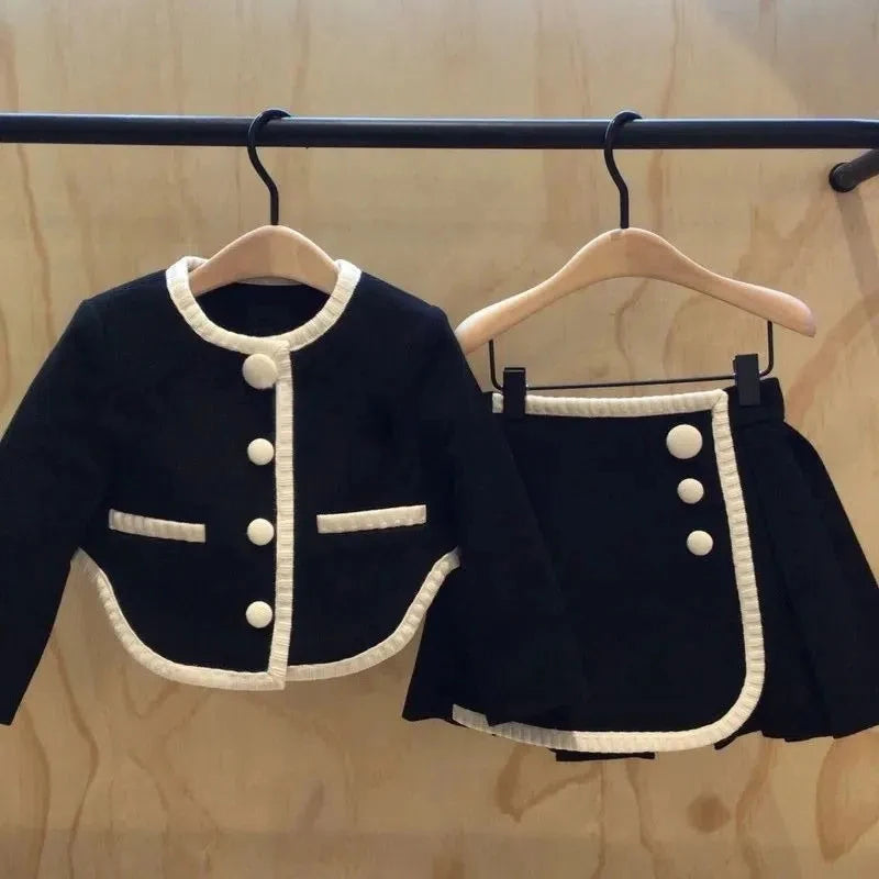 New Winter Grid Jackets Boys Girl Woolen Double-breasted Baby Boy Trench Coat Lapel Autumn Kids Outerwear Coats  Wool Overcoat