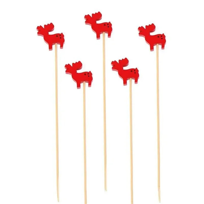 Christmas Fruit Sticks Santa Claus Disposable Bamboo Woven Toothpicks Buffet Paper Cups Cake Forks Party Decorations Toothpicks