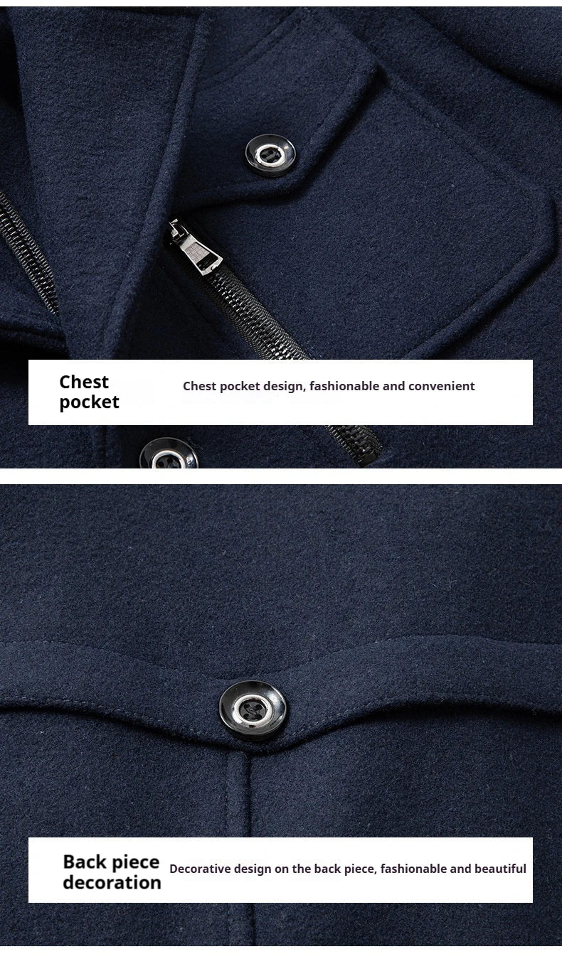 2024 Autumn/Winter Jackets for Men's Clothing Business Woolen Coats for Men Fashion Double Collar Cold Resistant