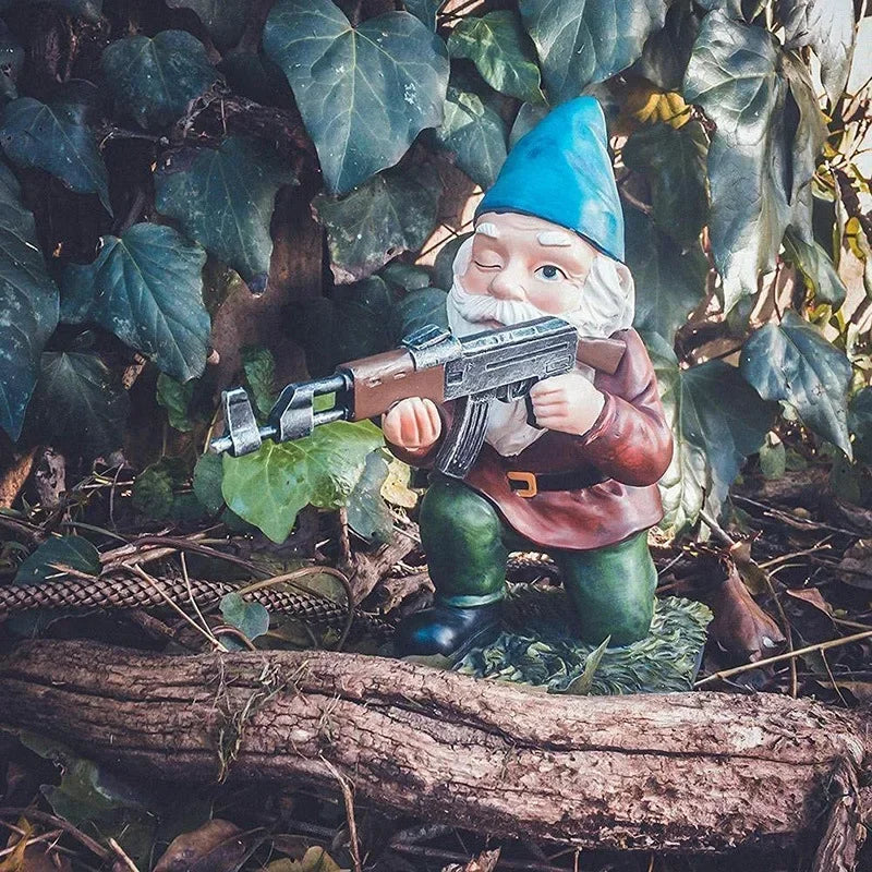 Garden Statue Resin Desktop Lawn Ornament for Outdoor Garden Funny Army Gnome Decoration Wooden Monster Yard Sculpture Figurines