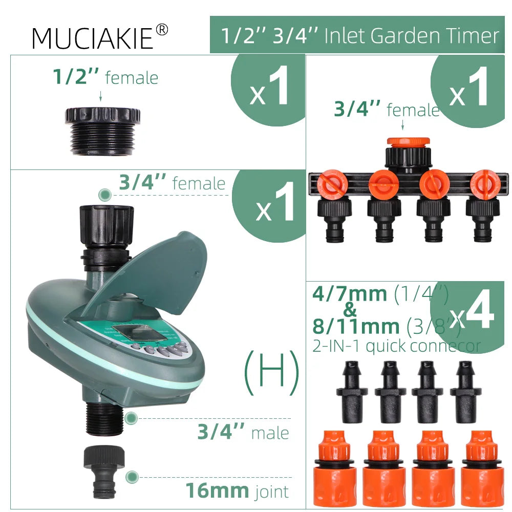 Garden Irrigation Timer LCD Display Watering Controller Weekly Daily Programming Greenhouse Potted Plants Automatic Sprinklers