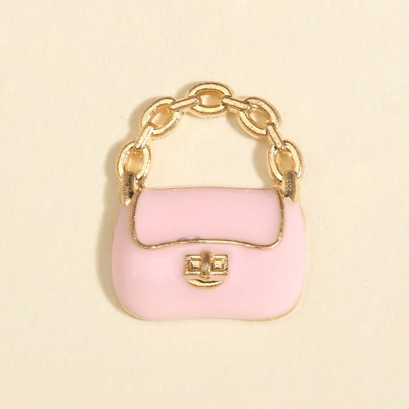 10pcs Cute Enamel Handbag Charms Colorful Cartoon Pretty Bag Pendants For Making Key Chains Necklace Handmade DIY Jewelry