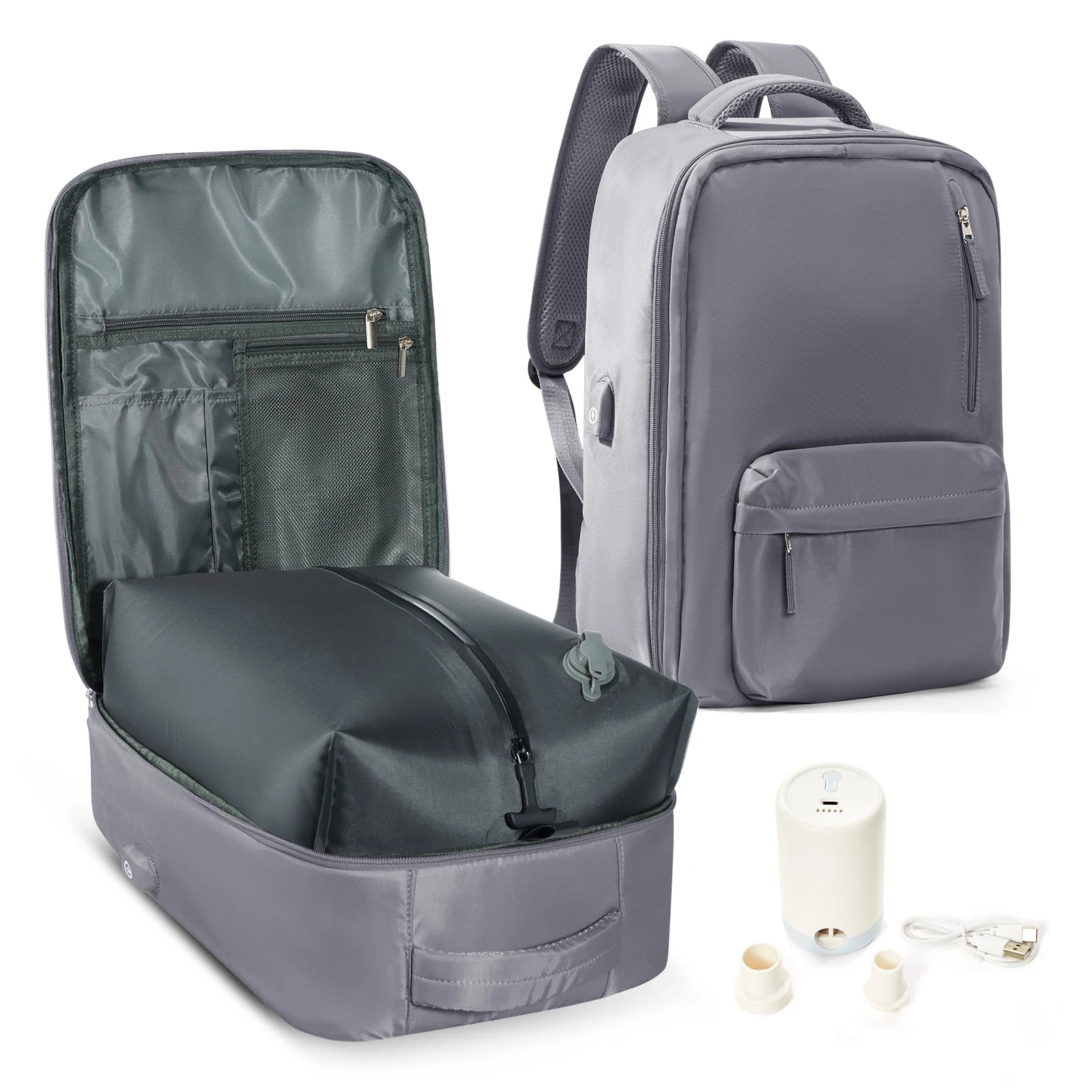 Travel Vacuum Compression Storage Backpack with Air Pump Clothing Vacpack Travel Bag Carry on Laptop Work Backpacks Daypack