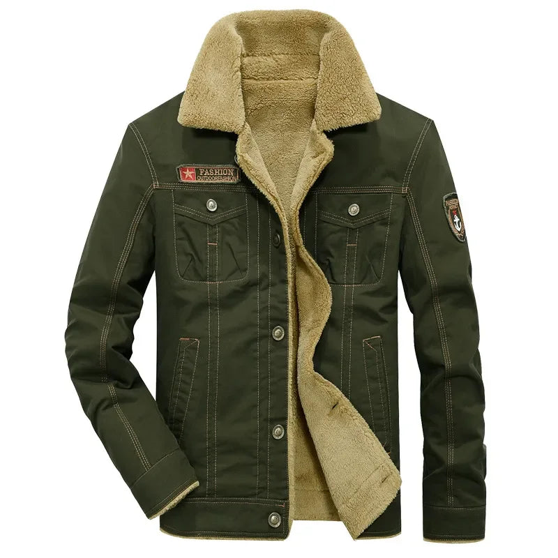 Winter Jeans Jackets Men's Lapel Lamb Fur Jackets Men's Winter Autumn Jackets Denim Inner Fleece Thickened Men's Fur Coats