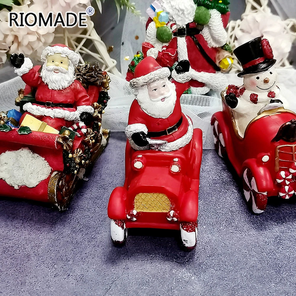 Christmas Santa Claus Snowman Sleigh Shape Candle Mold Chocolate Dessert Fondant Cake Tools DIY Candle Gypsum Silicone Mould